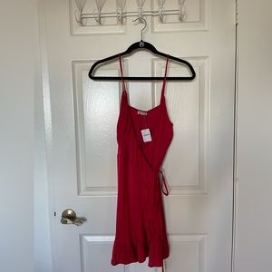 Free People Silk Wrap Red Dress